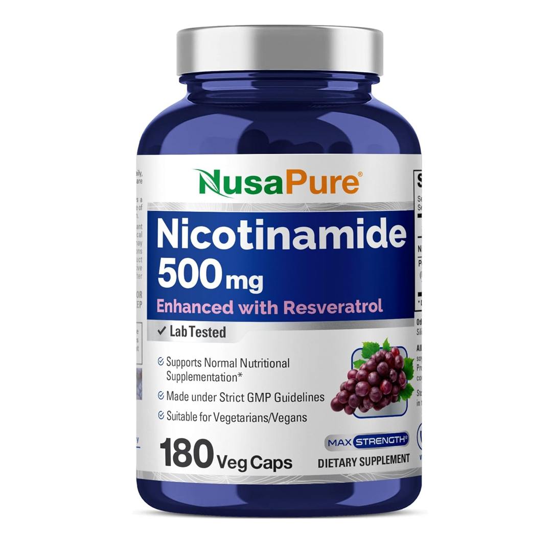 Nicotinamida NAD+ NusaPure Resveratrol Vitamina B-3 500mg x180un